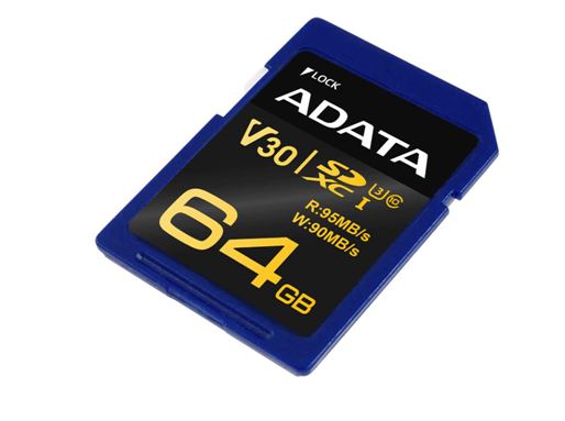 Карта памяти ADATA 64GB SECURE DIGITAL SDXC PREMIER PRO UHS-I CLASS 10 ASDX64GUI3V30S-R