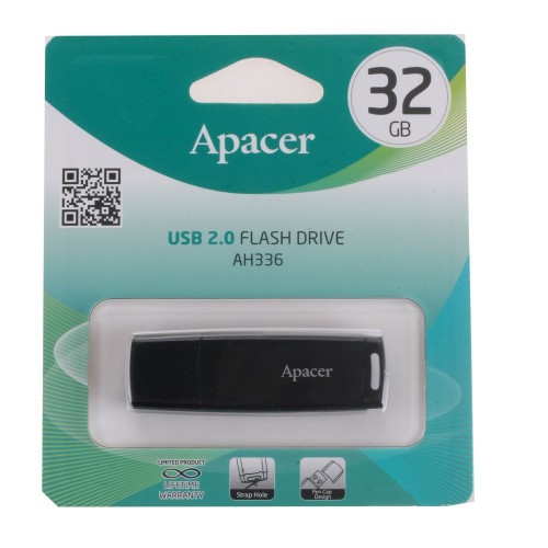 Флеш-карта APACER 32GB AH336 черная с колпачком USB 2.0 AP32GAH336B-1