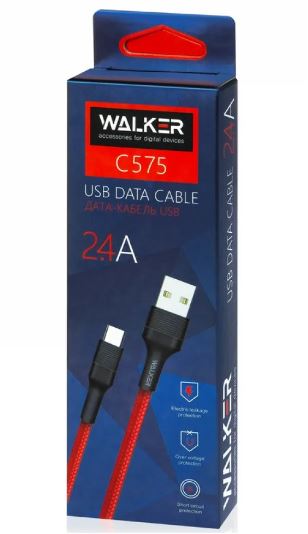 Кабель WALKER C575 Type-C(M) - USB (M) 1м 2.4A ткань