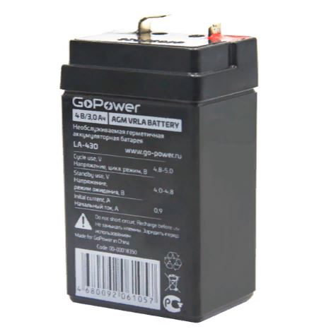 Аккумулятор GoPower LA-430 4V 3.0Ah свинцово-кисллот.
