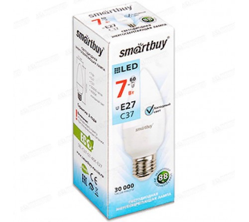 Лампа Smart Buy Светодиодная C37 7w 6000/E27 "СВЕЧА"