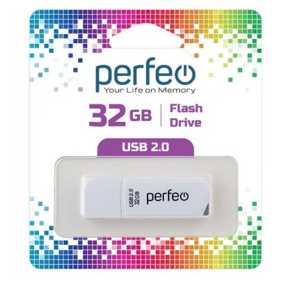 Флеш-карта PERFEO 32GB C10 белая с колпачком USB 2.0