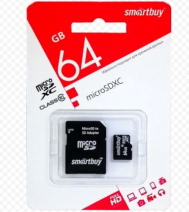 Карта памяти Smart Buy 64GB MICRO SDXC Class 10 Plus adapte SB64GBSDCL10-01LE