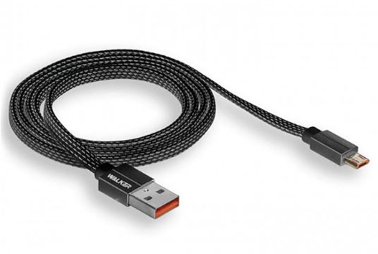 Кабель WALKER C755 microUSB - USB (M) 1м 2.4A черный ткань