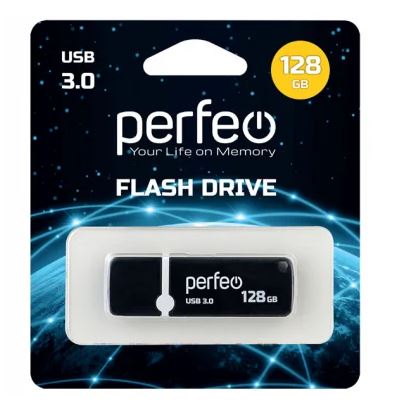 Флеш-карта PERFEO 128GB C08 черная с колпачком USB 3.0