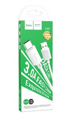 Кабель Hoco X88 Type-C USB 3.0A 1.0м ПВХ белый