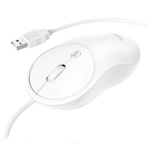 Мышь оптическая HOCO GM13  3 кнопки USB 3.0 белая 1,5м