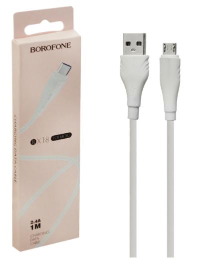 Кабель BOROFONE BX18  USB -microUSB 1,0м 2.4 A белый