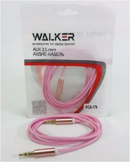 Кабель AUX  Walker  WCA -174 3.5JACK 1.0м ткань розовый