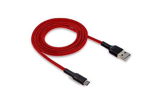 Кабель WALKER C575 microUSB - USB (M) 1м 2.1A красный ткань