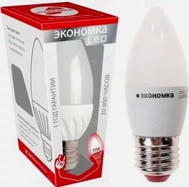 Лампа ЭКОНОМКА LED 7Вт Свеча E27 3000K (теплый свет)