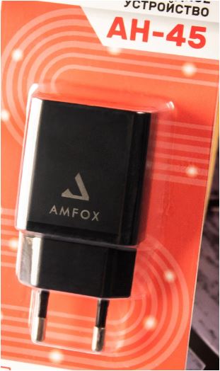 СЗУ 1 USB 2.1A  AMFOX  AH-45 черный