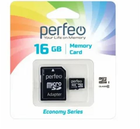 Карта памяти PERFEO 16GB MicroSDHC class 10 +адаптера PF16GMCSH10AES