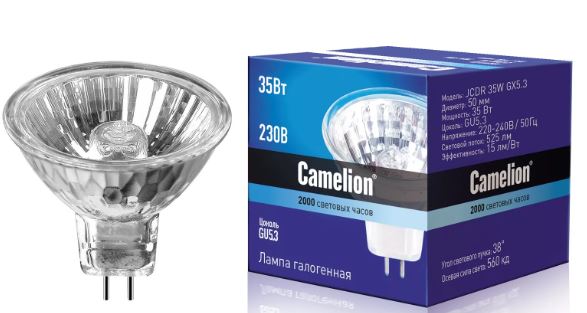 Лампа галоген Camelion JCDR MR11 50W 220V 50mm GU5.3  35mm (10/200шт)