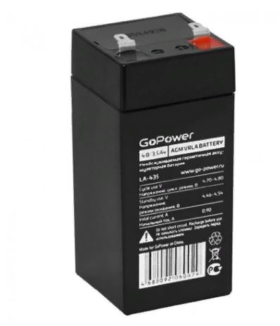 Аккумулятор GoPower LA-435 4V 3.5Ah свинцово-кисллот.