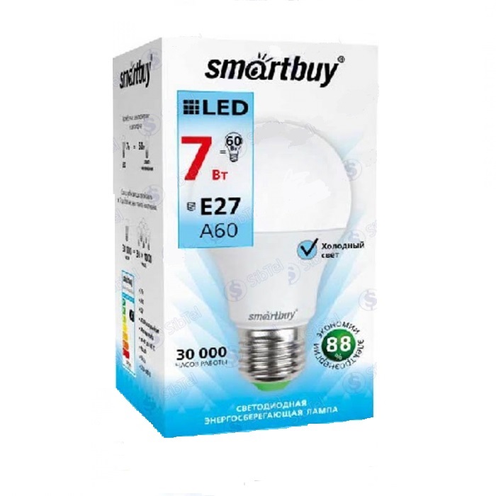 Лампа Smart Buy Светодиодная A60 7w 4000/E27 "ГРУША"