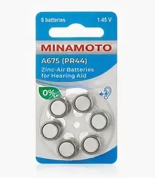 MINAMOTO ZA675 6BL 1.45V (PR44,V675A,AC675) для слуховых аппаратов