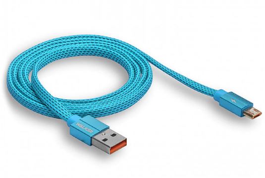 Кабель WALKER C755 microUSB - USB (M) 1м 2.4A синий ткань