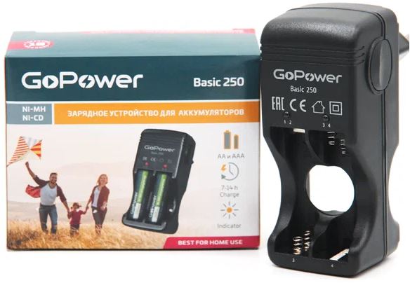 З.У.GoPower Basic 250 для аккумуляторов Ni-MH/Ni-Cd 4 слота