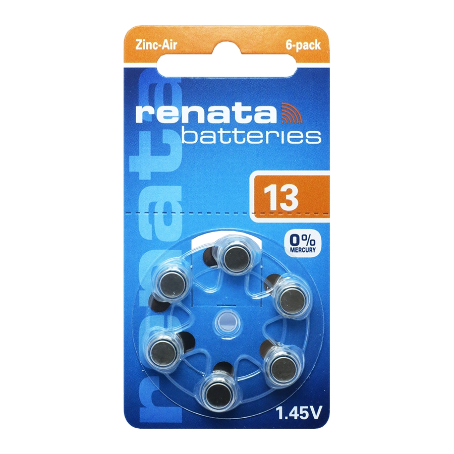 RENATA ZA13 6BL 1.45V (PR48,AC13,DA13) для слуховых аппаратов 25