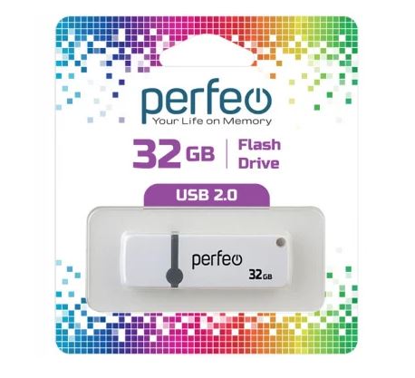 Флеш-карта PERFEO 32GB C07 белый USB 2.0 с колпачком