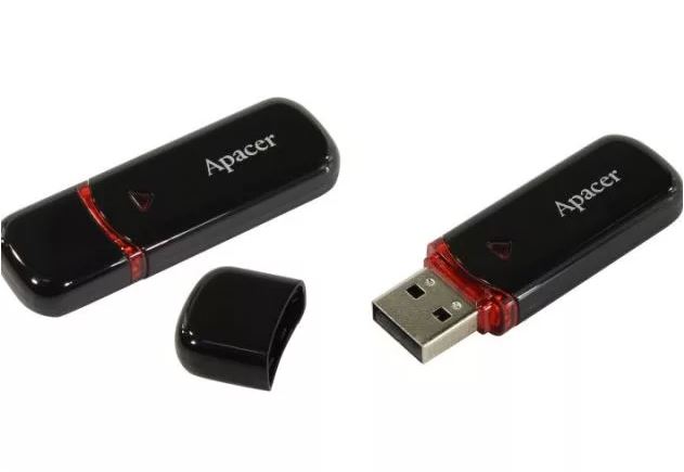 Флеш-карта APACER 64GB AH333B USB 2.0 черная с колпачком AP64GAH333B-1