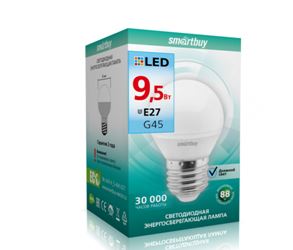 Лампа Smart Buy Светодиодная G45 9,5W 4000/E27 "ШАРИК" дневной свет
