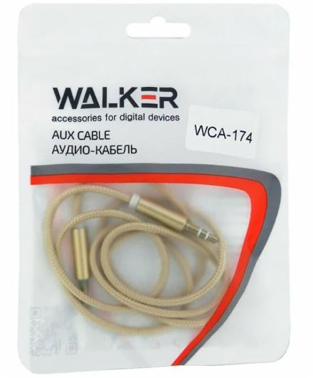 Кабель AUX  Walker  WCA -174 3.5JACK 1.0м ткань золото