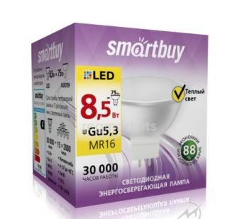Лампа Smart Buy Светодиодная GU5.3 8,5W 3000 220V аналог галоген теплый