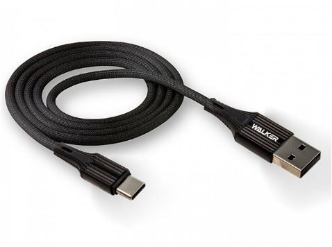Кабель WALKER C705 Type-C(M) - USB (M) 1м 3.1A черный ткань