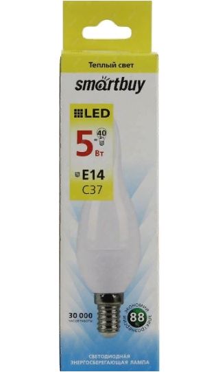 Лампа Smart Buy Светодиодная C37 5W 3000/E14 теплый свет