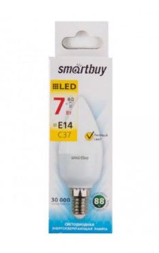 Лампа Smart Buy Светодиодная C37 7w 3000/E27 Миньон