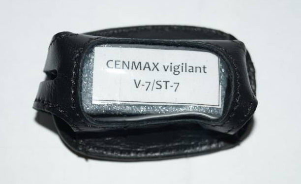 Чехол на сигнализацию CENMAX viqilant V-7/ST-7 кобура на подложке с кнопкой, кожа черн