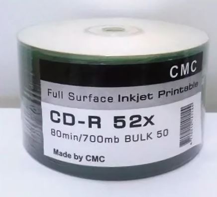 Диск CMC CD-R 80 52X FULL INKJET PRINT 50шт в пленке