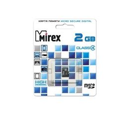 Карта памяти MIREX 2GB MICRO SD CLASS 4 no adapter 13612-MCROSD02