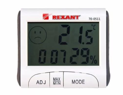 Термогигрометр REXANT комнатный с часами и будильником 70-0511