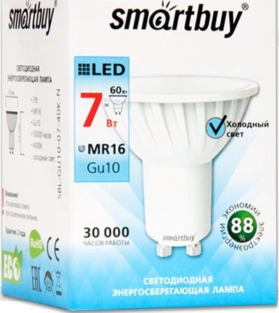 Лампа Smart Buy Светодиодная GU10 7W 4000/GU10 дневной свет